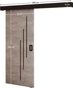 Uşă glisantă, beton/negru/negru, BERI 90 6