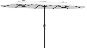 Outsunny Umbrelă Dublă de Grădină 4.6x2.7 m, Umbrelă de Exterior cu Manivelă, Husă Protectoare, 12 Spițe, Anti UV 50+, pentru Terasă Balcon Piscină Grădină, Alb | Aosom Romania