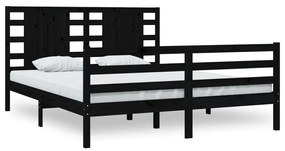 3104307 vidaXL Cadru de pat, negru, 200x200 cm, lemn masiv de pin