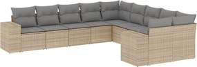 vidaXL Set canapele de grădină cu perne, 10 piese, bej, poliratan