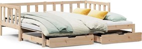 vidaXL Pat de zi cu extensie și sertare fără saltea, 90x200 cm