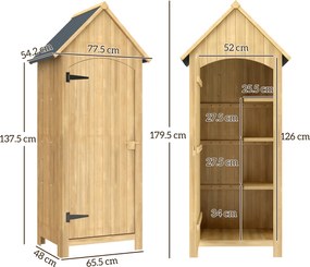 Outsunny Magazie de Scule, casuta de Gradina,  sopron din Lemn, Impermeabila cu Usi si Rafturi 77.5x54.2x179.5cm | Aosom Romania