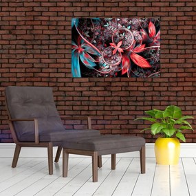 Tablou abstract cu flori exotice (90x60 cm)