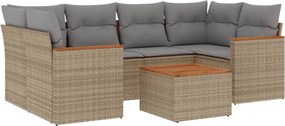 vidaXL Set canapele de grădină, 7 piese, cu perne, bej, poliratan