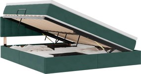 vidaXL Pat cu storage cu saltea Verde închis 180 x 200 cm Catifea