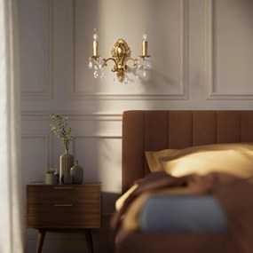 Aplica de perete 2 brate din alama si cristal Venezia