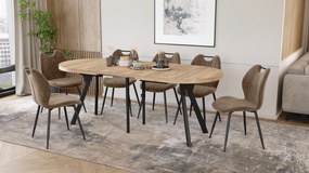 Mazzoni Masă ovală extensibilă EXPANSO Stejar Craft Auriu / picioare negre