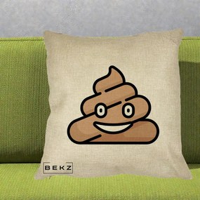 Perna Decorativa Emoji Poop Funny, 40x40 cm, Crem, Husa Detasabila, Perna Inclusa, BEKZ®