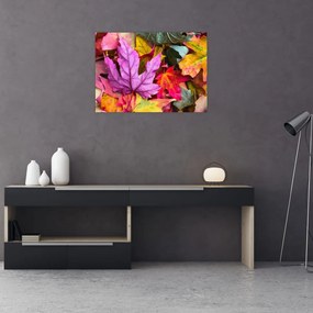 Tablou pe sticlă - frunze de toamnă (70x50 cm)