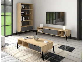 Set mobilier living Ponusetta (Stejar zafir + antracit). 1107146
