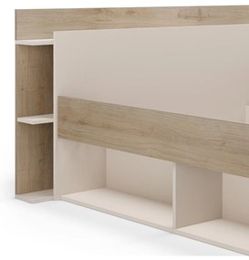 Pat matrimonial alb/în culoare naturală cu aspect de lemn de stejar cu spațiu de depozitare fără somieră 160x200 cm Albo – Marckeric
