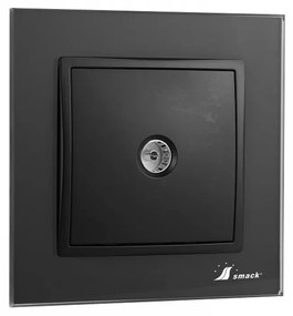 Priza tv, rama sticla neagra 8008esn
