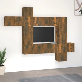 3120320 vidaXL Set dulapuri TV, 10 piese, stejar fumuriu, lemn prelucrat