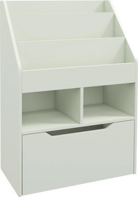 HOMCOM Bibliotecă pentru Copii cu Rafturi și Sertar, Raft Mobil pentru Jucării și Cărți, Dimensiuni 60x29.9x90 cm, Verde Strălucitor | Aosom România