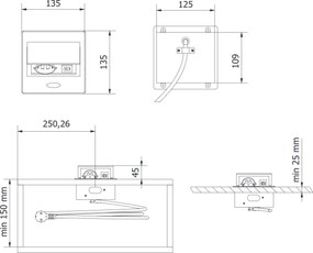 Priză încorporabilă în blat Avaro GTV, 1 priză Schuko, USB A + C, negru Aluminiu/ plastic, Negru