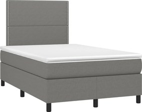 vidaXL Pat box spring cu saltea, gri închis, 120x190 cm, textil
