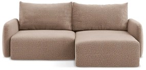 Colțar maro deschis extensibil/cu spațiu de depozitare (cu colț pe partea dreaptă) Kalena – Makamii