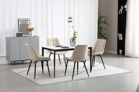 OFERTA Scaun din catifea bej BERA cu picioare negre II. calitate