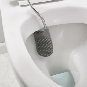 Perie de toaleta Joseph Joseph Flex 70517, Cap flexibil in forma de D, Otel inoxidabil, Alb/Inox