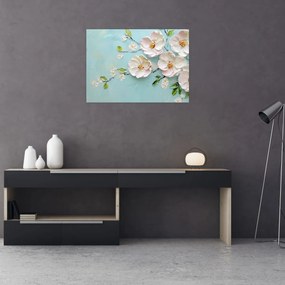 Tablou - Flori pe fundal albastru (70x50 cm)