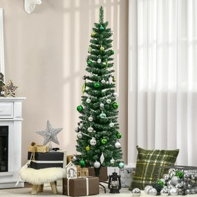 HOMCOM Brad de Crăciun Slim Nins cu 443 de Ramuri, Bază Detașabilă și Pliabilă, Ø48x165 cm, Verde | Aosom Romania