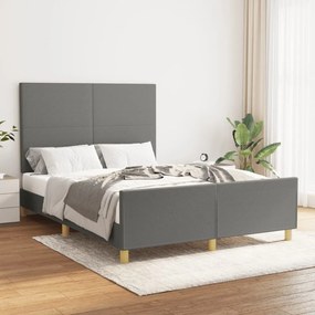 Cadru de pat cu tablie, gri inchis, 140x200 cm, textil Morke gra, 140 x 200 cm, Design simplu