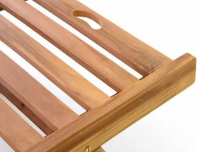 Șezlong reglabil din lemn de tec, pliabil, cu roți – 200 cm