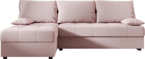 Coltar extensibil de colt VENORIA SLIM, roz pudra, reversibil, 200x143 cm + 2 perne GRATUIT