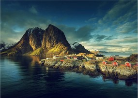 Tablou cu sat de pescari din Norvegia (70x50 cm)