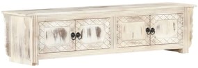 vidaXL Comodă TV, alb, 140 x 30 x 35 cm, lemn masiv de mango