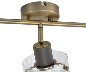 Spot de tavan de design bronz cu sticlă transparentă cu 3 lumini - Domo