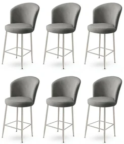 Set de scaune de bar Fora Grey și Chrome, 6 buc.