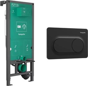 Rezervor incastrat Hansgrohe iFrame 112 cm pentru vas WC suspendat si clapeta iFrame Original S negru mat