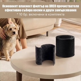 Purificator de aer DREO 530AS, 25 m², 221 m³/h, aspirație la 360°, True HEPA, Wi-Fi, cronometru, ultra silențios, senzor de calitate a aerului, negru