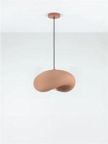 Lustra suspendata cu textura granulata Bambel rosu caramiziu
