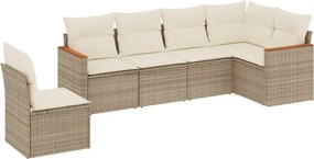 vidaXL Set canapele de grădină cu perne, 6 piese, bej, poliratan