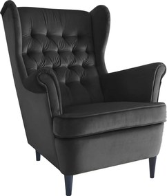 Fotoliu HARRY, stofa catifelata neagra - Bluvel 19, 82x92x101 cm