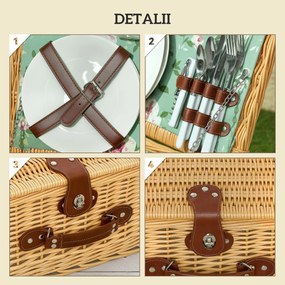 Coș picnic Outsunny maro deschis | Aosom Romania