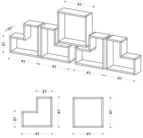 SET 5x etajeră de perete ELITRA albă
