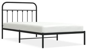 352573 vidaXL Cadru de pat din metal cu tăblie, negru, 100x200 cm