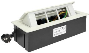 Priza incastrabila dreptunghiulara, neechipata, 6 module, cablu 1.5m, alba, Orno Norger