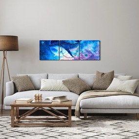 Tablou - Balena spațială (cu ceas) (90x30 cm)