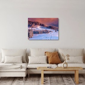 Tablou pe sticlă - Peisaj de iarnă (70x50 cm)