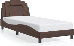 vidaXL Cadru de pat, Viana, fără saltea, maro, 90x190 cm, piele ecologică