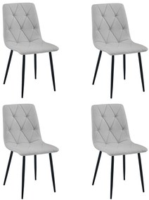 Set 4 Scaune Bucatarie/Dining Fido Material Textil Gri Deschis