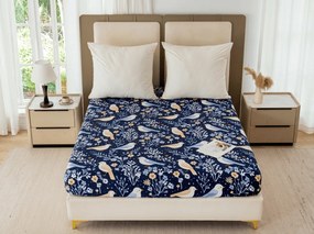 Cearsaf din microfibra DENIM BIRDS albastru 180x200 cm
