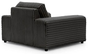 Fotoliu gri închis cu tapițerie din catifea reiată Justin – Ropez