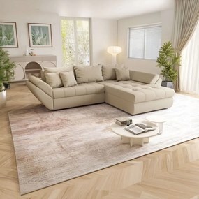 Colțar extensibil dumonde cu ladă de depozitare si sezut confortabil din spuma high-density, Loana Enjoy Camel II 270x185 cm