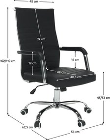 Scaun de birou, piele eco/metal, negru/crom, FARAN