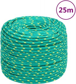 vidaXL Frânghie de barcă, verde, 8 mm, 25 m, polipropilenă